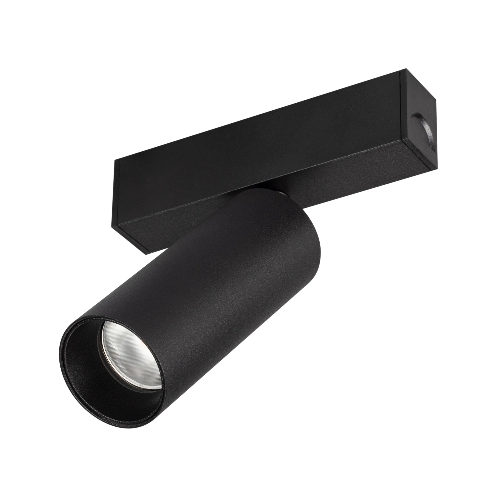 Светильник MAG-SPOT-25-R90-9W Day4000 (BK, 30 deg, 24V, DALI) 046300 - Светильник поворотный для магнитных треков шириной 25 мм с управлением DALI, мощность 9 Вт. Цвет свечения ДНЕВНОЙ 4000K, световой поток 630 лм, угол 30°, CRI>90. Корпус прямоугольный, 