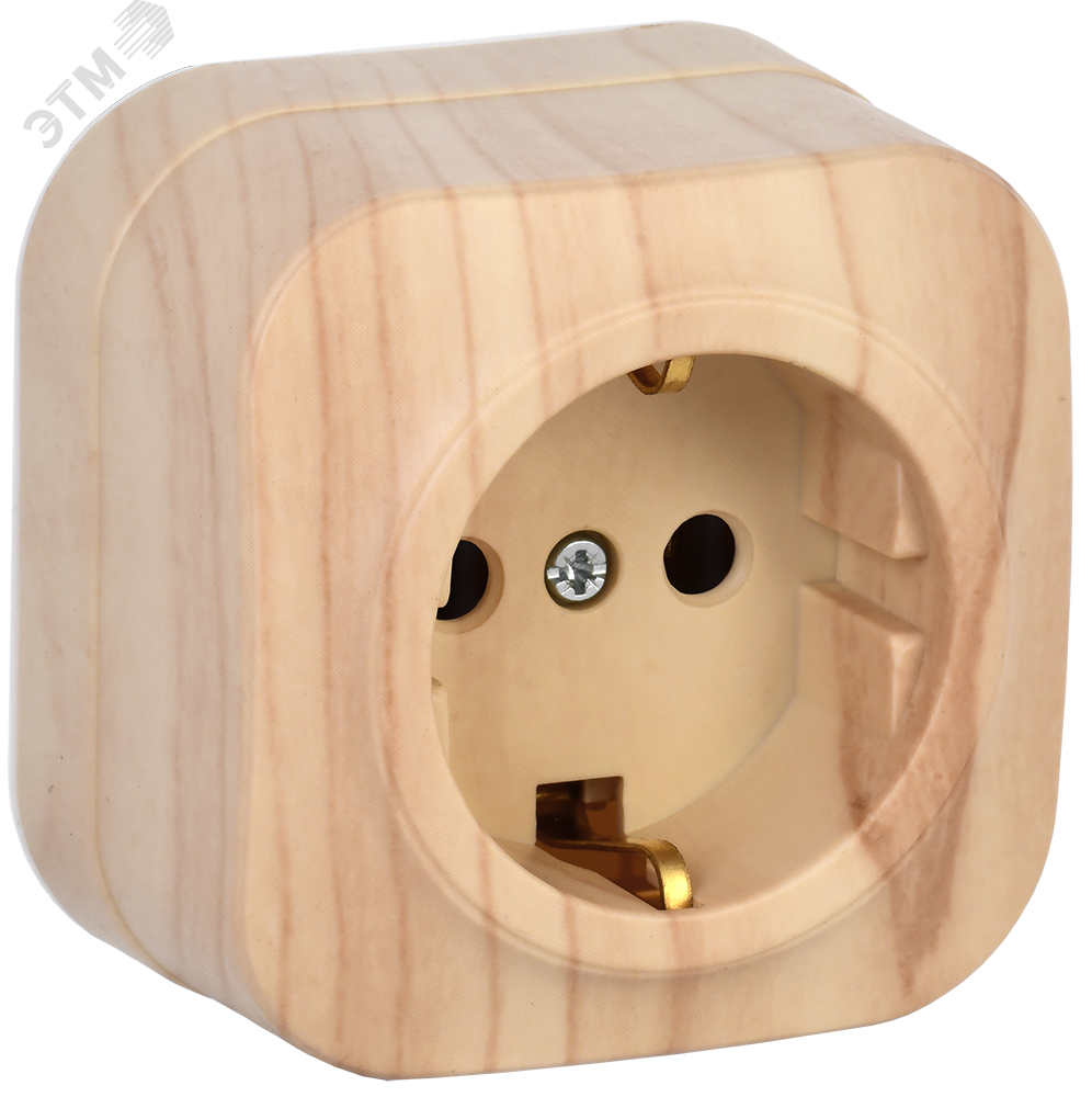 Розетка 1-м ОП GLORY РС20-3-ХС 16А с заземл. сосна ERH11-K34-16