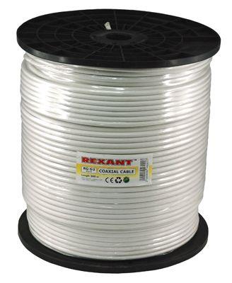 Кабель коаксиальный RG-6U, 75Ом, CCS/Al/Al, 64%, 305м, INDOOR, белый - в бухте 305м