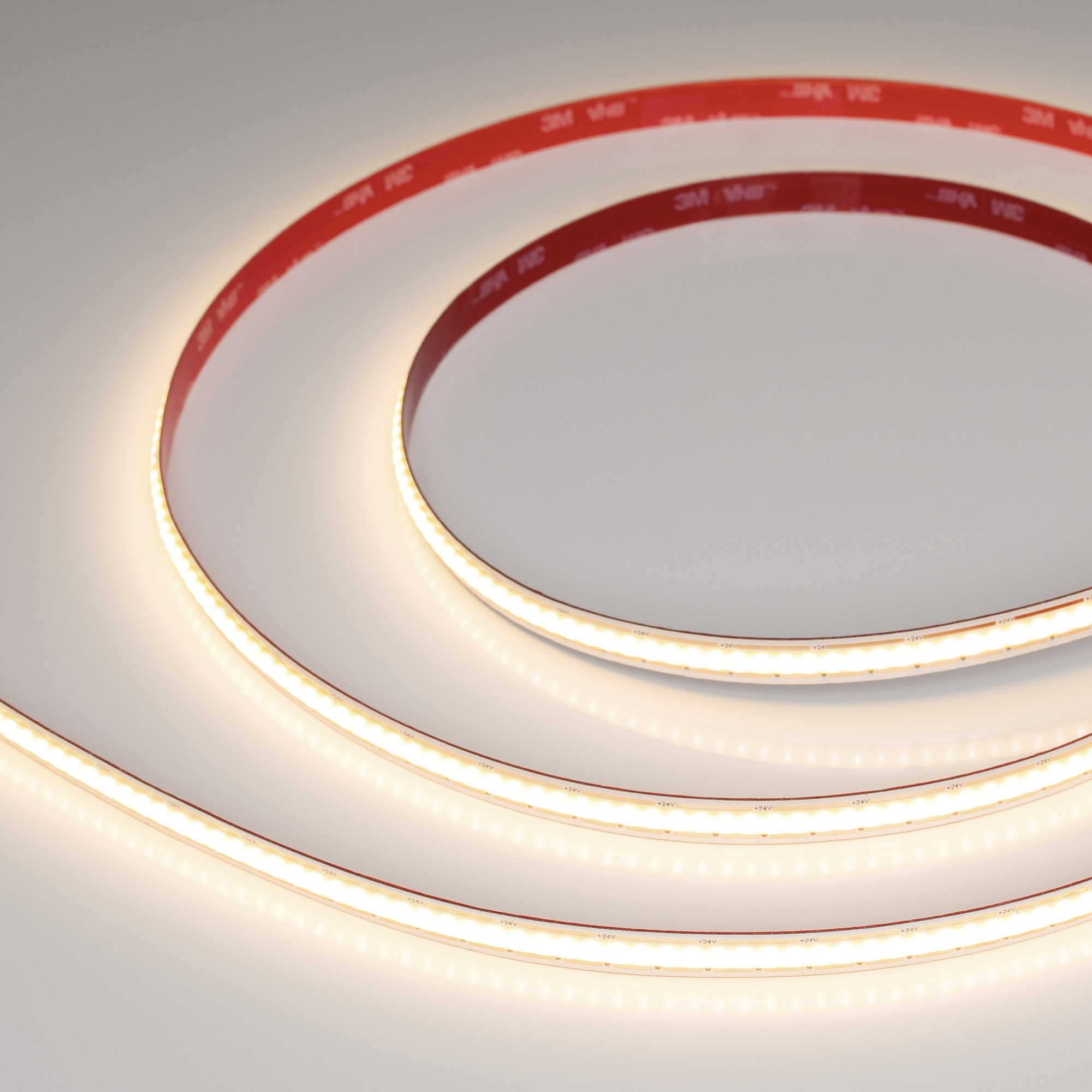 Лента COB-X480-10mm 24V Warm3000 (10 W/m, IP20, 5m, FreeCut) 044196 - Лента COB сплошной засветки без видимых светодиодов. Светодиоды CSP 480 шт/м. Цвет свечения ТЕПЛЫЙ 3000K, высокий индекс цветопередачи CRI>90, угол 160°. Мощность 10 Вт/м, питание 24 В.