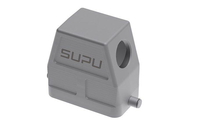 Крышка разъема S10B-SEH-2B-M32 - Крышка разъема на кабель, типоразмер 10B, высокое исполнение, без уплотнителя, 1 отверстие с резьбой для кабельных вводов M32x1,5, с боковым расположением, без защелки (упоры под одну защелку), материал корпуса: алюминиевы