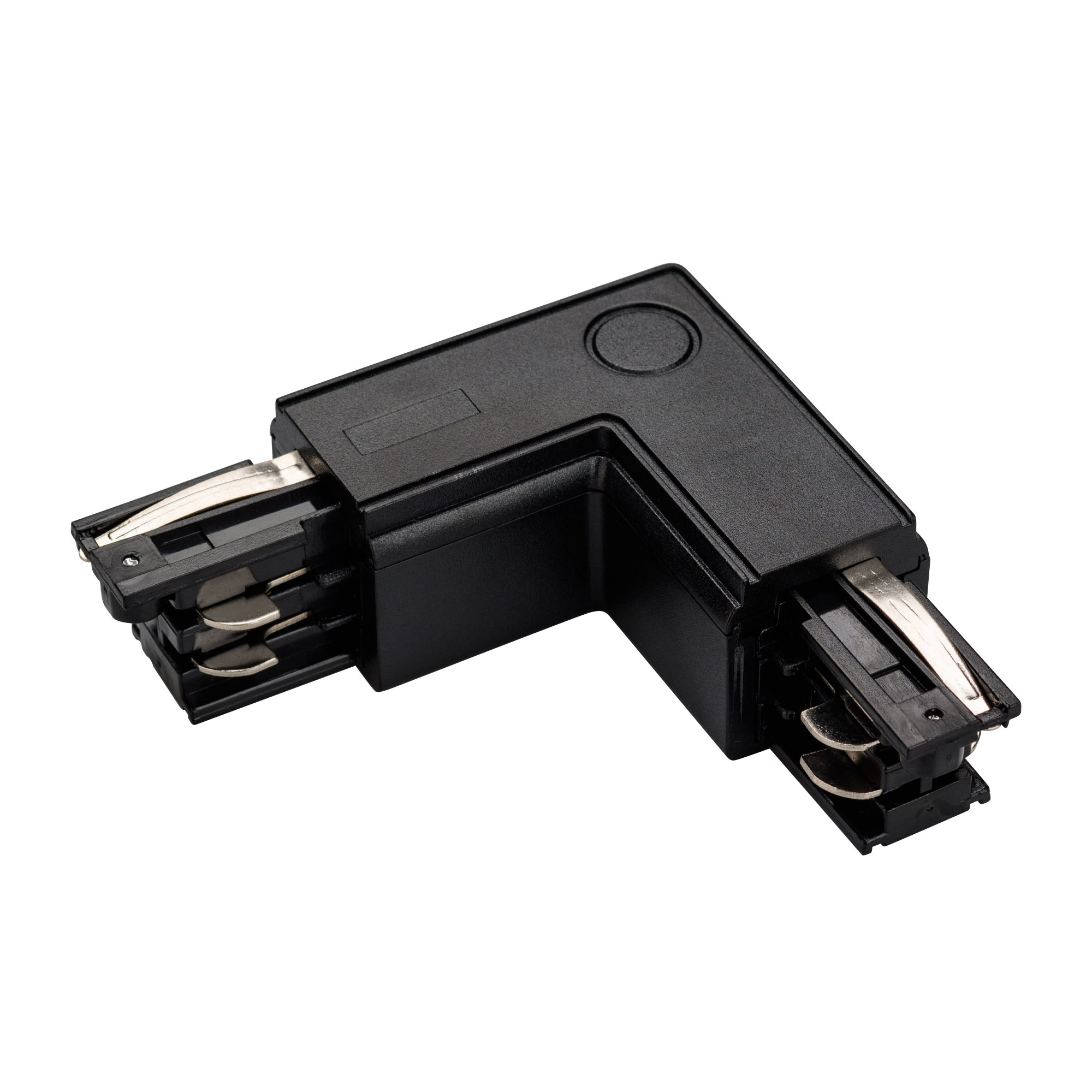 Коннектор угловой LGD-4TR-CON-L-EXT-BK (C) 024721 - Угловой коннектор 90 градусов, питание по внешней стороне. Цвет черный. 99х99х33 мм с контактами, 66х66х33 мм без контактов. При использовании с треками и аксессуарами другой серии возможно отличие по цв