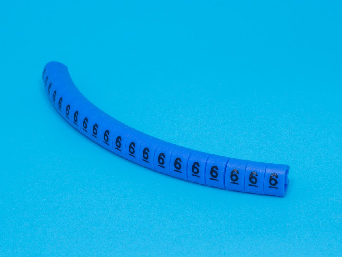 EC-1-6 - Маркер цифра 6 d=3,0-4,2мм, синий, упак.20 шт.