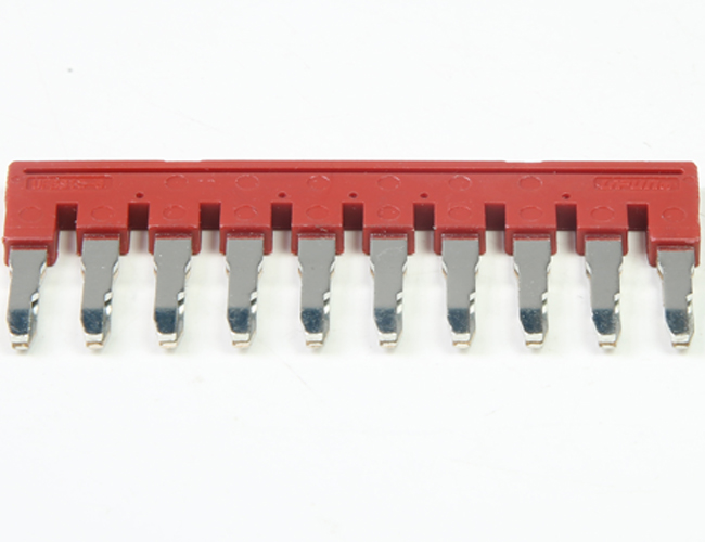 Соединительная перемычка UFBS 10-6 - Соединительная перемычка, втычная, изолированная, 10 полюсов, для клемм: UJ5-4, цвет: красный