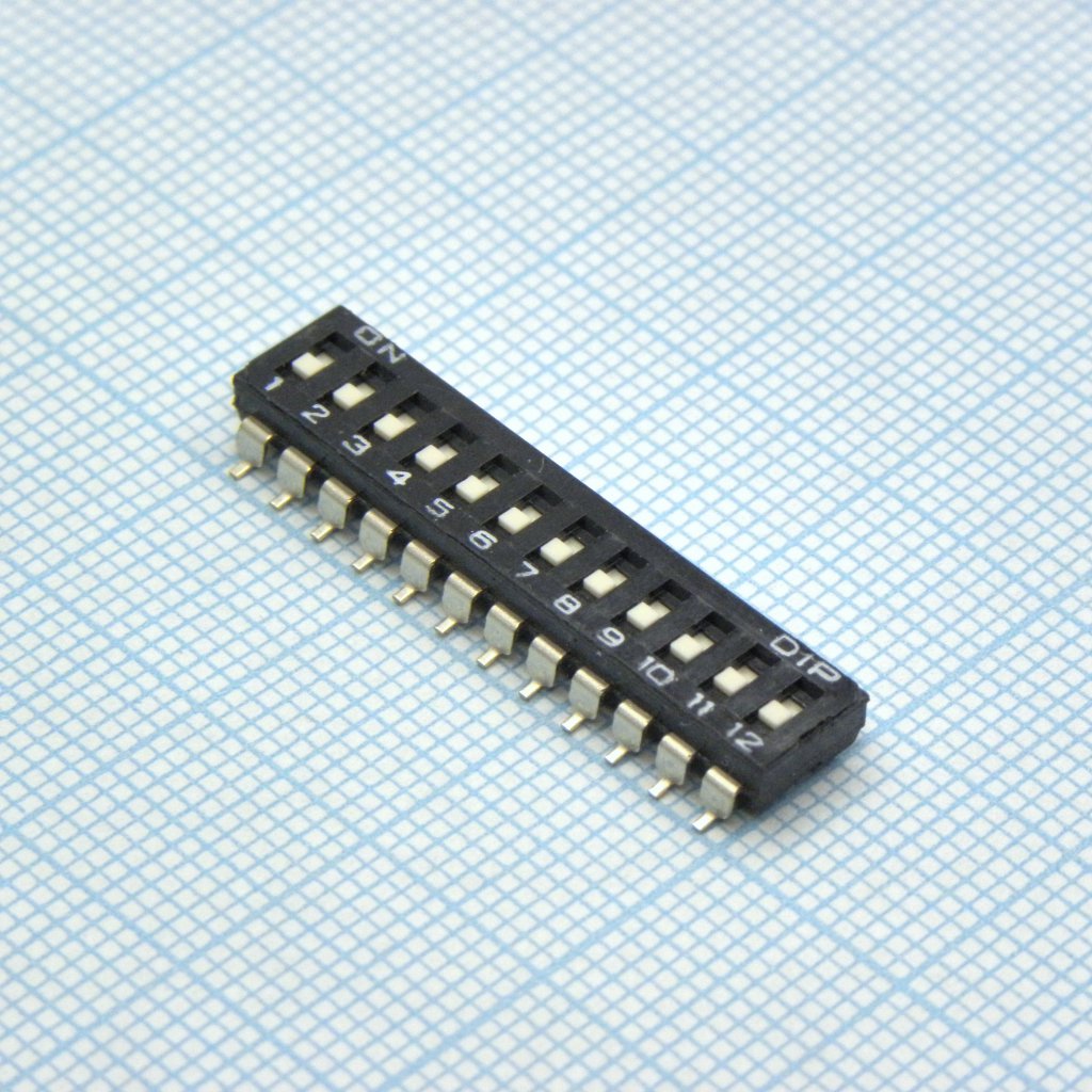 DMR-12-V - Движковый переключатель 12 групп SMD монтаж 2.54мм 25мА 24В
