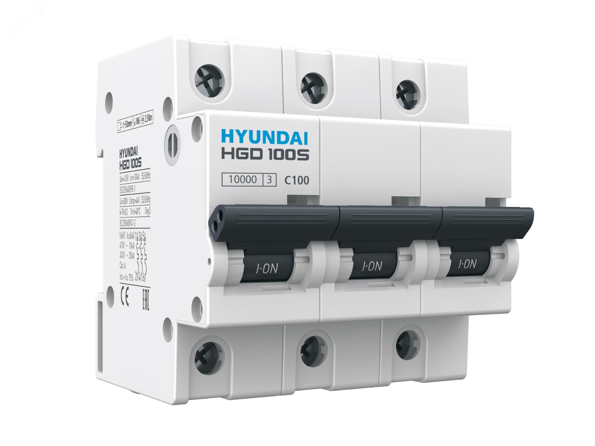 Выключатель автоматический модульный трехполюсный 80А 10кА С HGD HGD100S3PMCS0000C00080_C