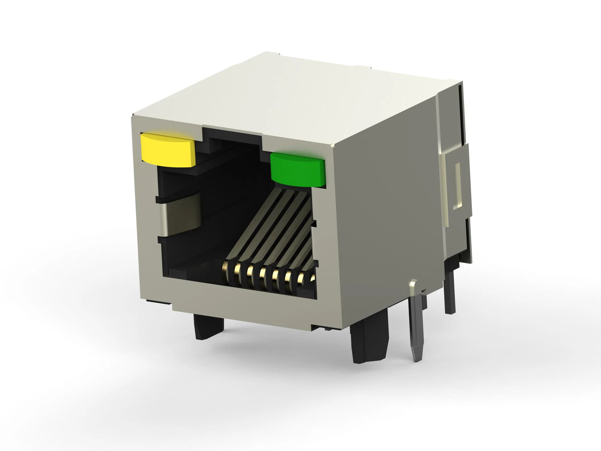 6116075-1 - Модульный разъем RJ-45 розетка 8 контактов шаг 2.04мм угловой монтаж в отверстие 12 терминалов 1 порт