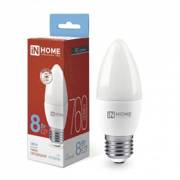 Лампа светодиодная LED-СВЕЧА-VC 8Вт свеча 6500К холод. бел. E27 760лм 230В 4690612024820