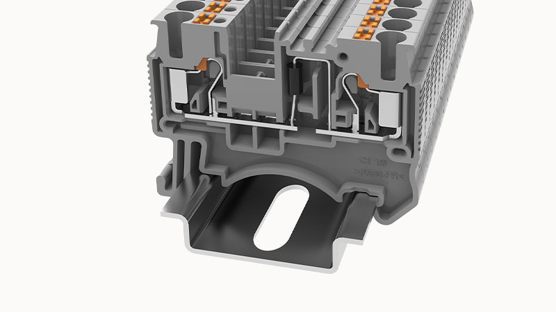 Клемма с диодом DS2.5-LD L-R-01P-11 - Клемма с диодом, схема L-R, тип фиксации провода: Push-in, номинальное сечение: 2.5 мм кв., 5A, 800V, ширина: 5,2 мм, цвет: серый, втычная перемычка, тип монтажа: DIN35