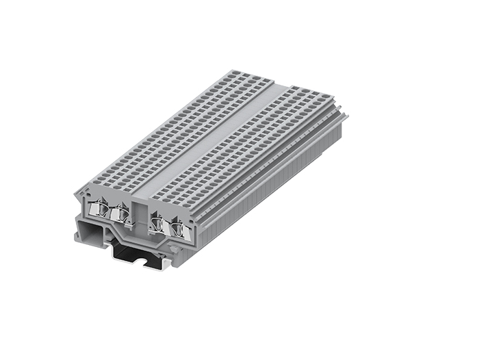 Проходная клемма 215903 - Проходная клемма, с разрывом цепи, TA1.5, 4 точки подключения, тип фиксации провода: пружинный, номинальное сечение: 1,5 мм кв., 18A, 800V, ширина: 4 мм, цвет: серый, тип монтажа: DIN