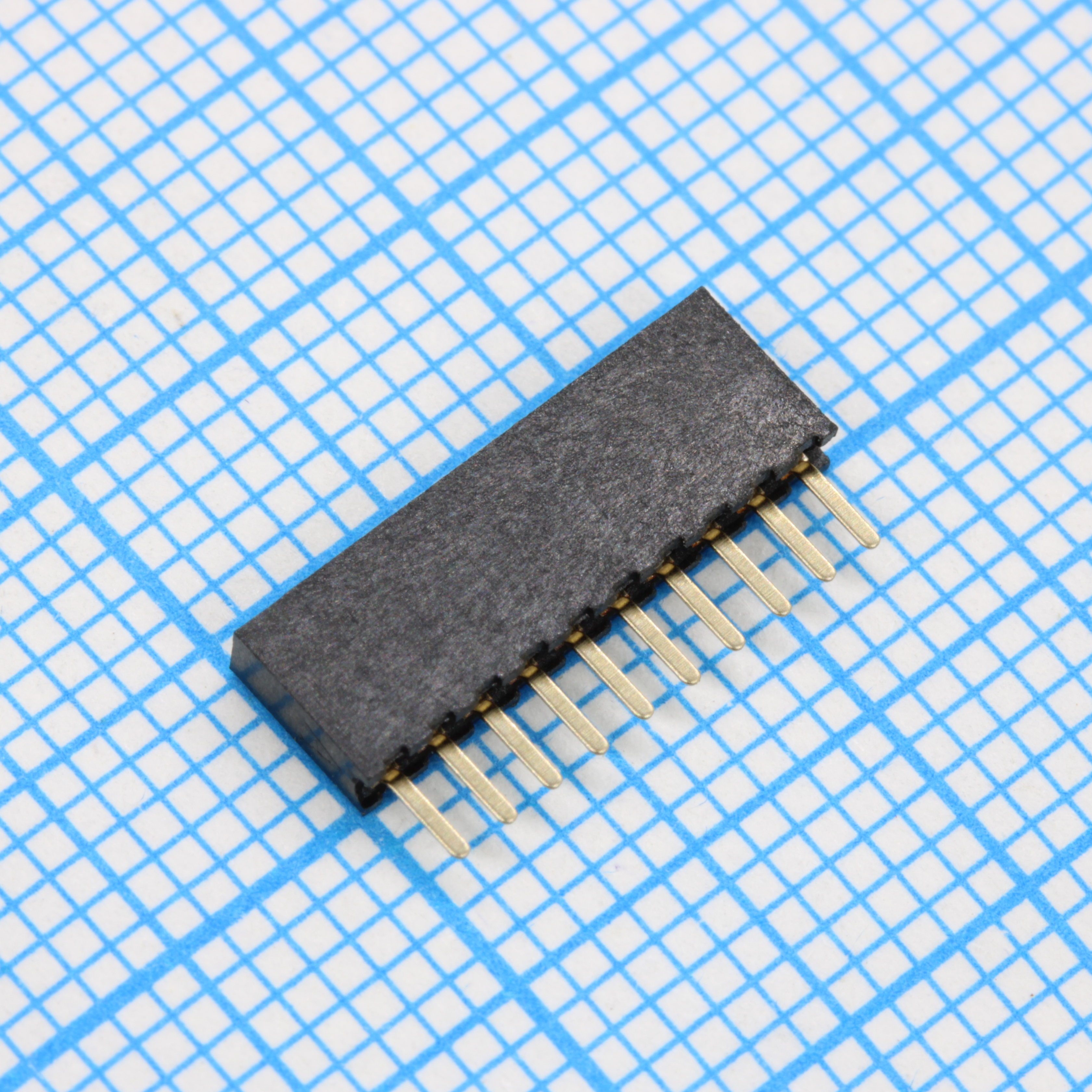 DS1065-01-1X10S8BV - Разъем штыревой 1х10 контактов, шаг 1.27мм, высота 4.40мм