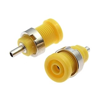 Z014 4MM PANEL JACK YELLOW - Гнездо Z014 4 мм на панель jack желтый, на панель под пайку
