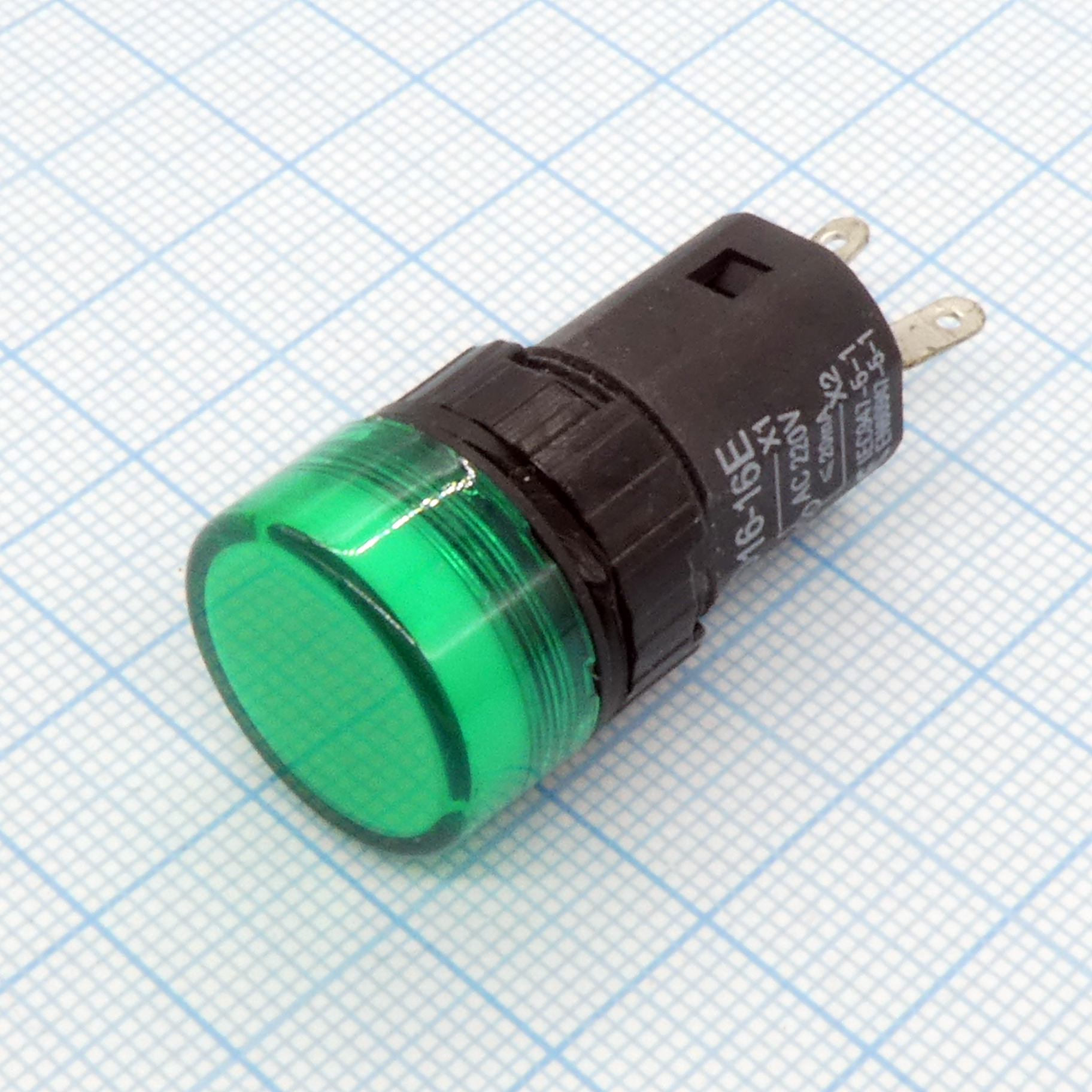 Лампа AD16-16G 220v - Лампа индикаторная светодиодная 220В, D16, зелёная