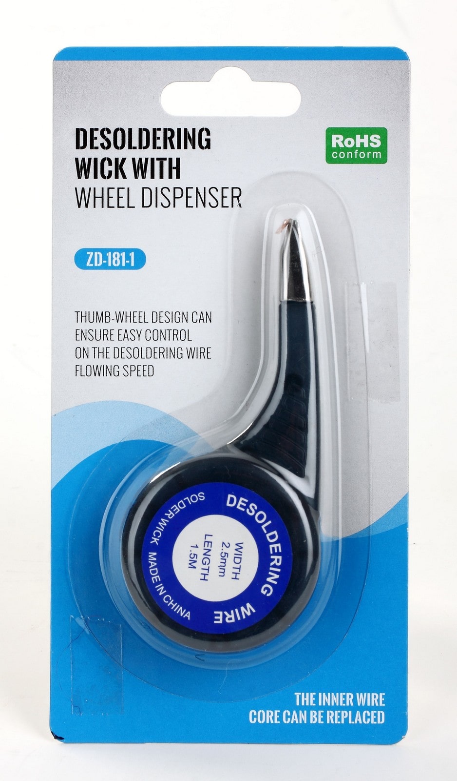 ZD-181-1 2.5мм - Оплетка для удаления припоя 2,5мм 1,5м в корпусе-дозаторе