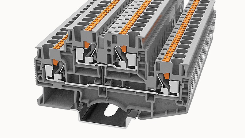 Этажная клемма DSKK4-PV-01P-11 - Этажная клемма, тип фиксации провода: Push-in, перемычка между этажами, номинальное сечение: 4 мм кв., 32A, 800V, ширина: 6,2 мм, цвет: серый, втычная перемычка, тип монтажа: DIN35