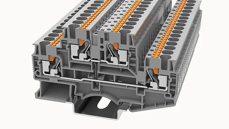 Этажная клемма DSKK4-PV-01P-11 - Этажная клемма, тип фиксации провода: Push-in, перемычка между этажами, номинальное сечение: 4 мм кв., 32A, 800V, ширина: 6,2 мм, цвет: серый, втычная перемычка, тип монтажа: DIN35