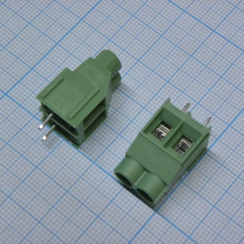 DG636-6.35-02P-14-00A(H) - Винтовой клеммный блок c рельефной обоймой, 2 контакта. Серия DG636-6.35