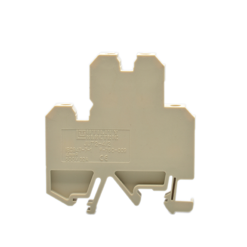 Этажная клемма JUT2-4/2-GY - Этажная размыкателем, тип фиксации провода: винтовой, номинальное сечение: 4 мм кв., 500V, 32A, ширина: 6,2 мм, цвет: серый, тип монтажа: DIN35