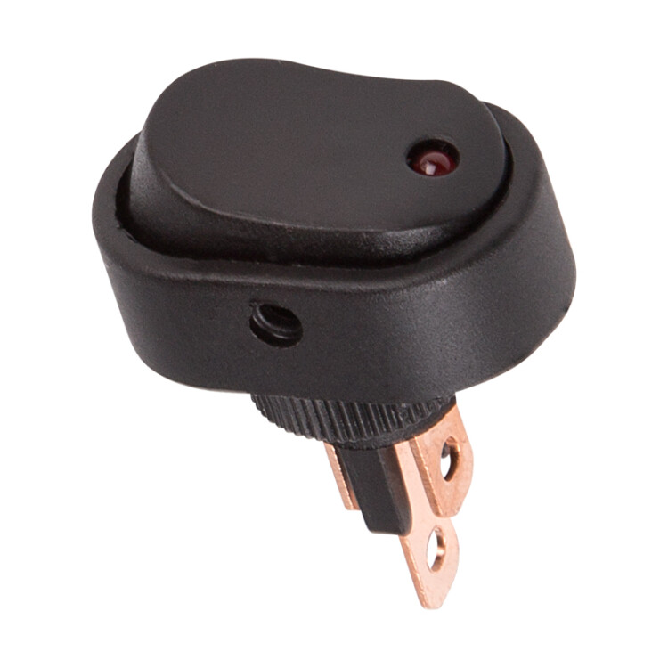 RWB-523 красный - Выключатель клавишный овальный с подсветкой ON-OFF (3c) 20А 12В