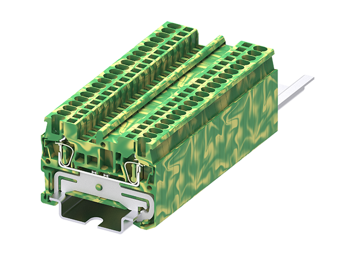 Заземляющая клемма TC1.5-2-PE - Заземляющая клемма, тип фиксации провода: пружинный, номинальное сечение: 1,5 мм кв., ширина: 4,2 мм, цвет: желто-зеленый, тип монтажа: DIN 35