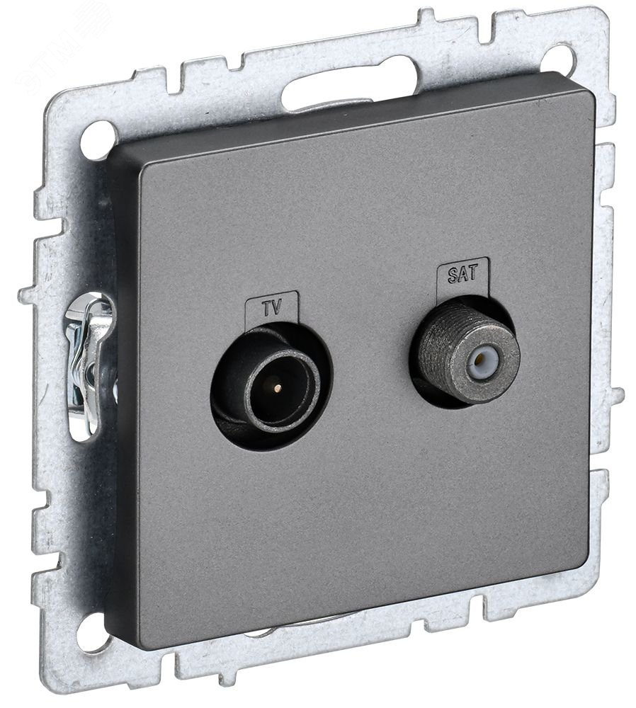 BRITE Розетка двойная TV+SAT РТВ/РСп12-БрС сталь BR-AF20-O-K46
