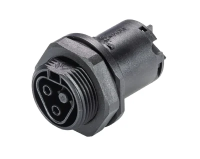Разъём  RST20I2S B13 M01   SW - Розеточный разъем в панель, М25, IP68(69k), 2 полюса, винтовая фиксация провода, номинальные характеристики: 250V, 20A,  цвет: черный, серия RST Classic