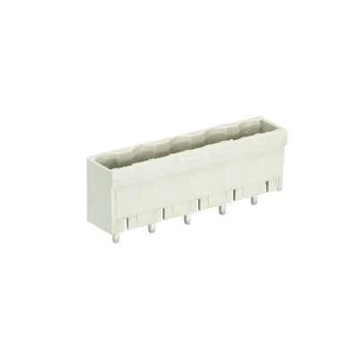 Вилка Wiecon 8413 S / 5 G OB - Вилочный разъем, вертикальный, на плату, шаг 7,5 мм, 5 полюсов, фиксация на плате пайкой, 690V, 12А, без маркировки, цвет: серый, серия 8413 S G