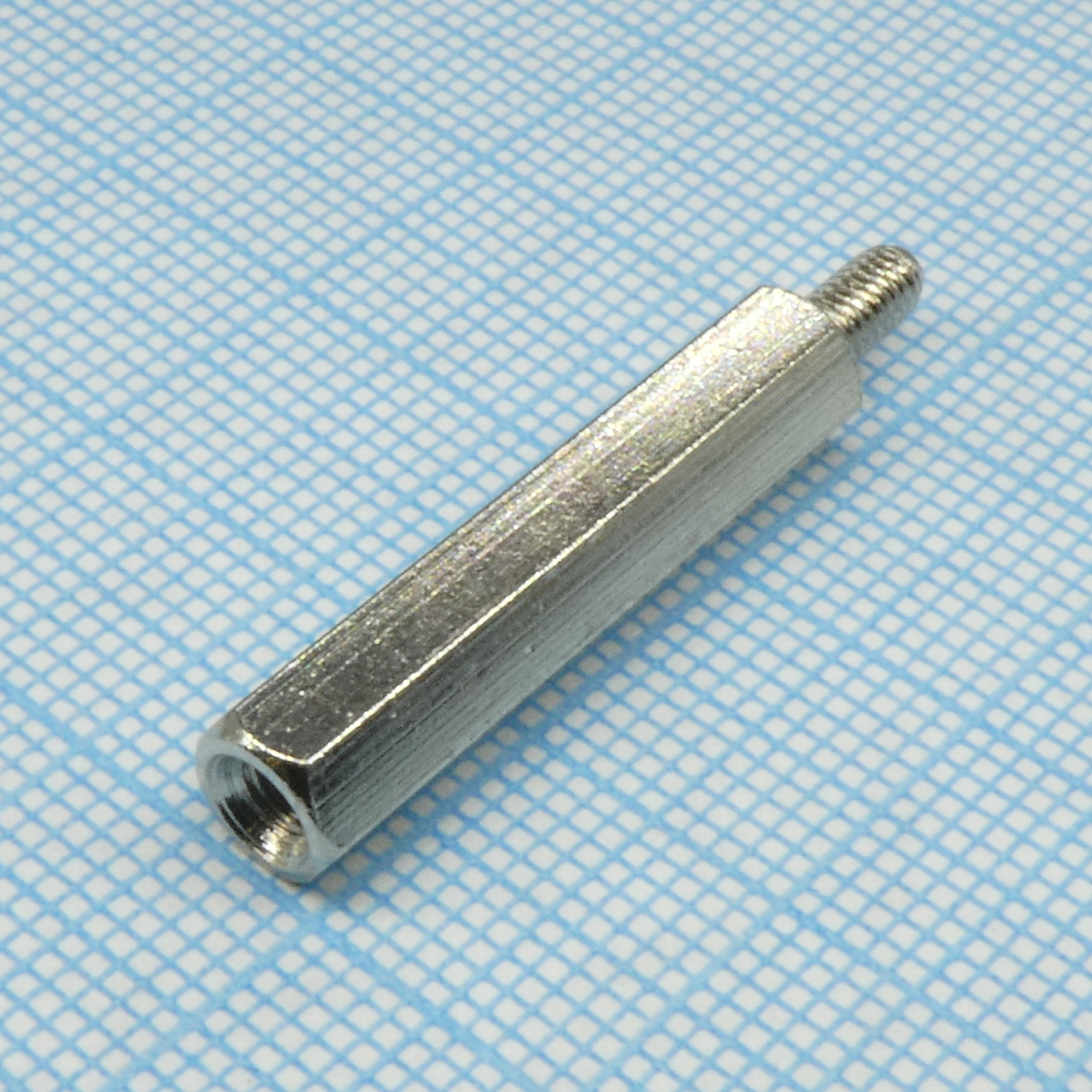 H-L2700-3300-5-03-1N1W - Стойка латунная никелированная для печатной платы, шестигранная, М3, 27мм, отверстие-винт