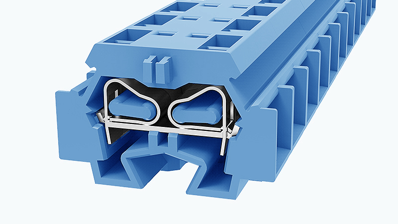 Проходная клемма WS4T-DB-01P-12 - Проходная клемма, 4 точки подключения, тип фиксации провода: пружинный, номинальное сечение: 4 мм кв., 32A, 800V, ширина: 12 мм, цвет: синий, тип монтажа: DIN35