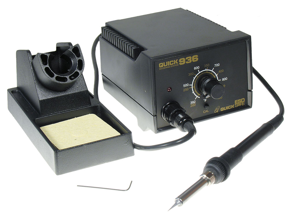 QUICK 936 ESD - Паяльная станция с регулировкой температуры 200-480°C, стабильность ±1°C, 60W, есть блокировка ручки управления