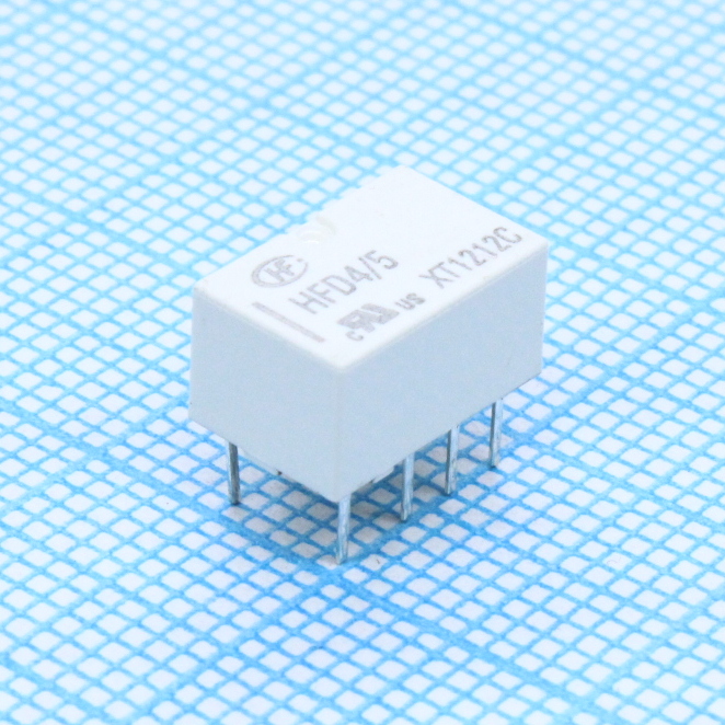 HFD4/5 - Сигнальное реле две контактных группы на переключение 0.5А/125VAC AgNi+Au катушка 5В монтаж в отверстие