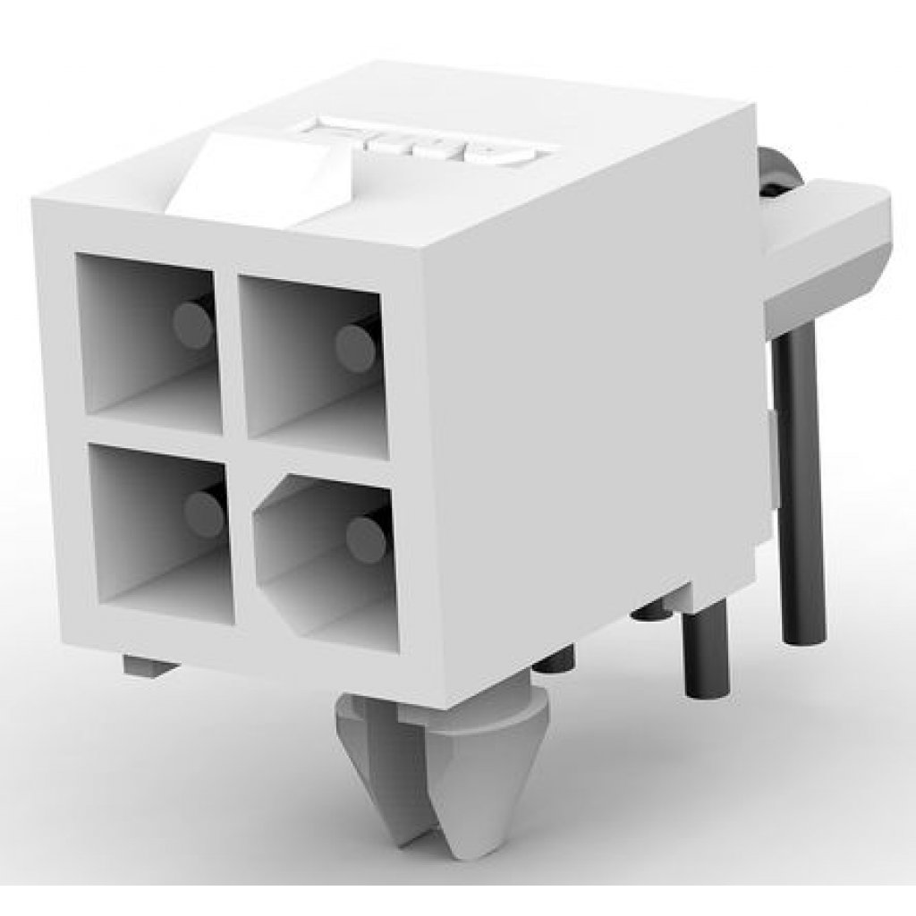 1-770968-0 - Разъем типа провод-плата, угловой, Серия Mini Universal MATE-N-LOK, 4 контакт(-ов), Штыревой Разъем