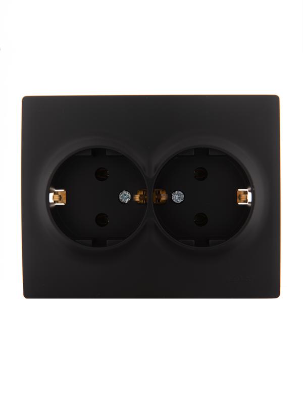 Розетка 2-м СП Karina с заземл. термопласт черн. бархат 707-4200-127B