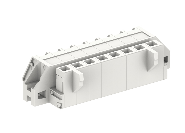 Розеточный разъем на кабель 450672/010 - Розеточный разъем, угловой, на кабель, шаг: 5.0 мм, 22 полюса, фиксация провода пружинная, исполнение: с монтажными фланцами, 320V, 12A, цвет: серый