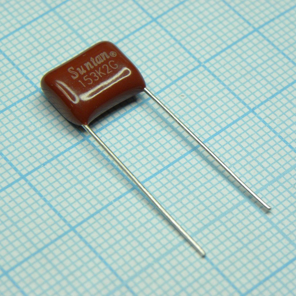 TS02002G153KSB0D0R - Конденсатор металлоплёночный полиэтилентерефталатный 0.015мкФ 400В ±10% (13х6х9мм) шаг выводов 10мм 85°С россыпь