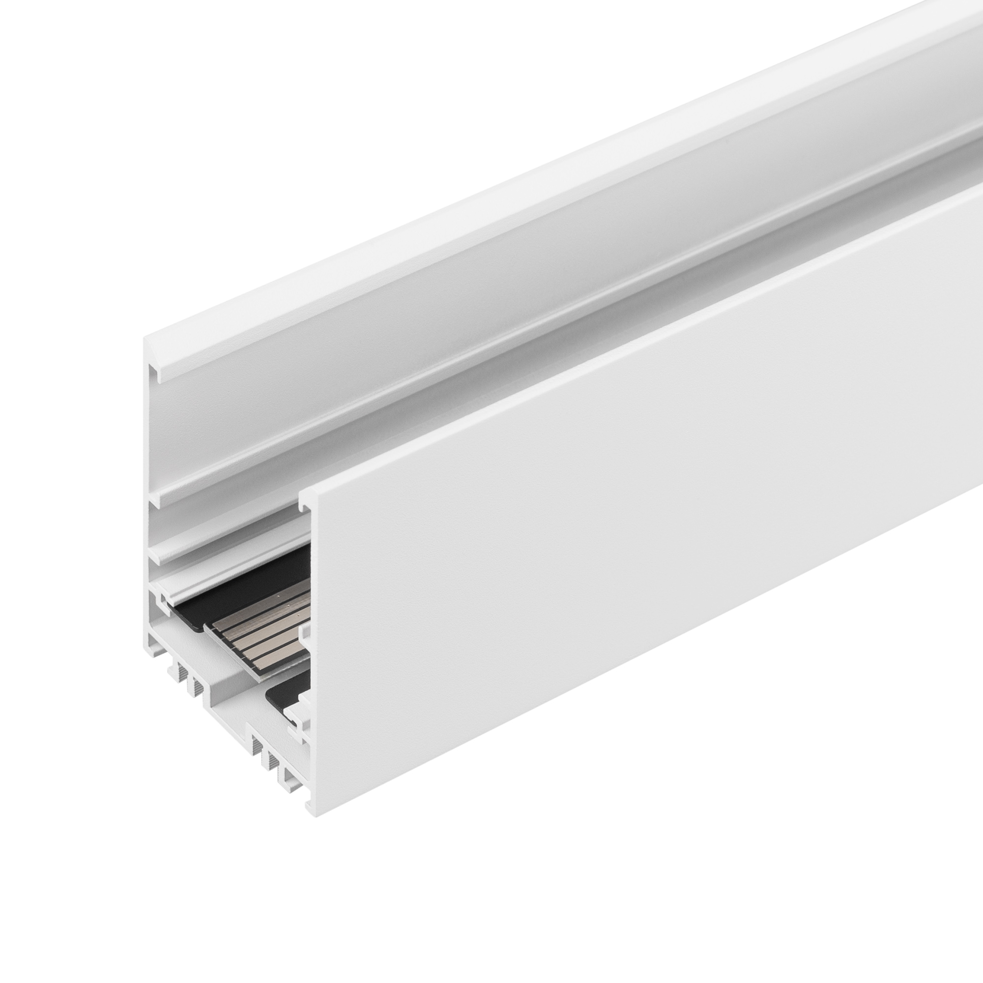 Трек MAG-TRACK-4563-3000 (WH, 5LN) 046603 - Подвесной, накладной, встраиваемый в нишу магнитный трек с управлением по DALI, длина 3000мм. DC24V. Материал алюминий, цвет белый. Две заглушки в комплекте. Размер ДxШxВ: 3000x45x63мм. Размер (с учетом заглушек