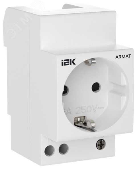 ARMAT Розетка на DIN-рейку 45мм с заземлением с защитными шторками 16А IEK AR-SOD-G-GND-S-016