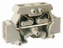 Клемма MINI UJ2-2.5 - Мини клемма, 2 точки подключения в клемме, боковой подвод кабеля, тип фиксации провода: пружинный, номинальное сечение: 2,5 мм кв., 24A, 500V, цвет: серый