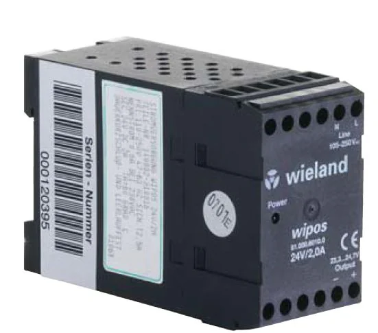 Блок питания WIPOS 24VDC/2,5A 1PH H - Источник питания, однофазный, 24 V DC/2,5 A, диапазон входных напряжений: 94 – 265 V AC; габариты (мм): ширина x высота x глубина: 45 x 72 x 105; вес 0,2 кг; монтаж: на DIN рейку, температура окружающей среды –10°C…+7