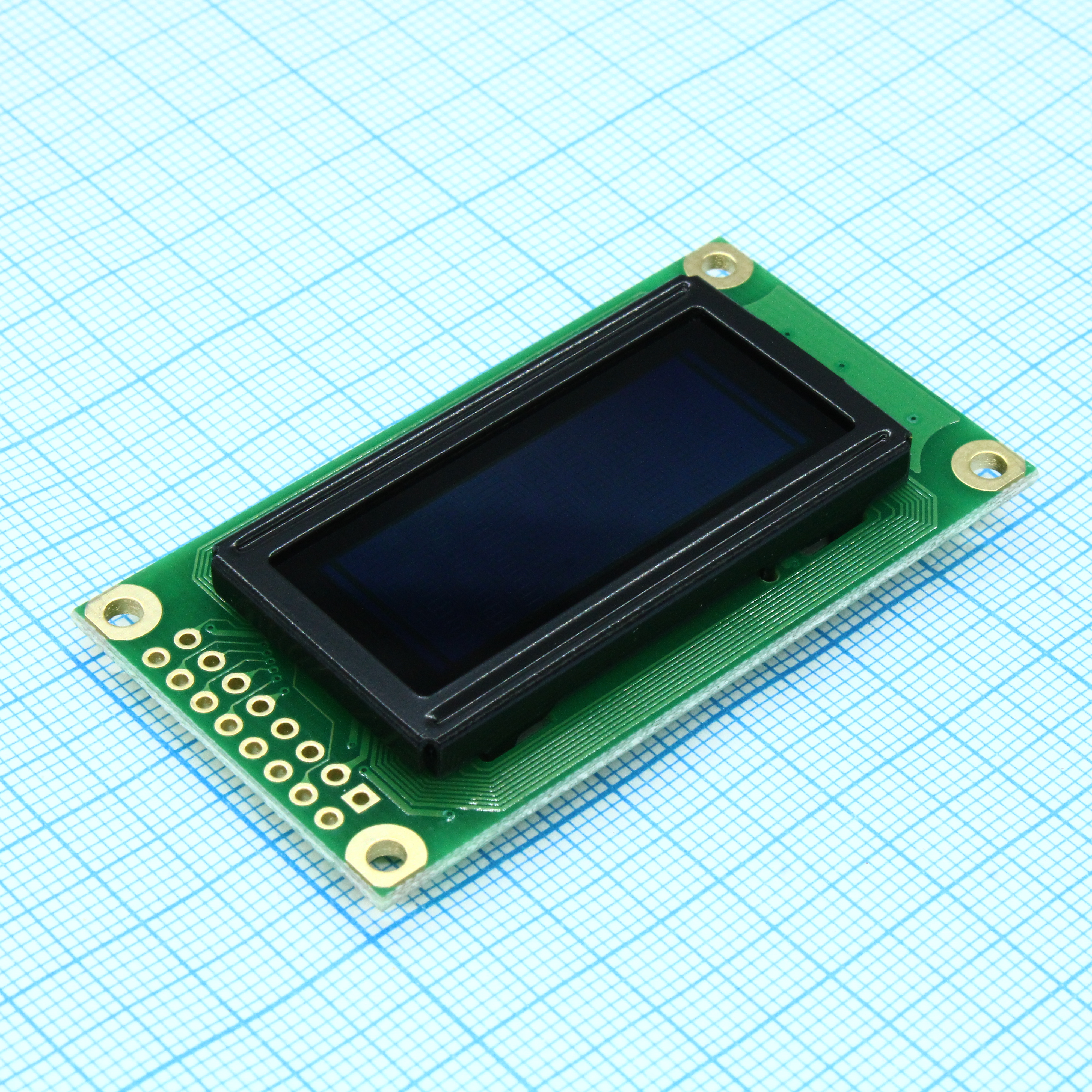 WEH000802AGPP5N00100 - OLED символьный 8х2 (0802А), зеленый, 8-битный паралл. интерфейс 6800, VDD = 3.0 ... 5.3 В, -40...+80С