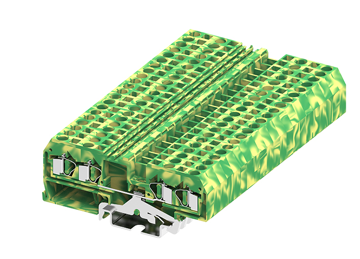 Заземляющая клемма 204947 - Заземляющая клемма, TA4-2-2, 4 точки подключения, тип фиксации провода: пружинный, номинальное сечение: 4 мм кв., ширина: 6 мм, цвет: желто-зеленый, DIN 35