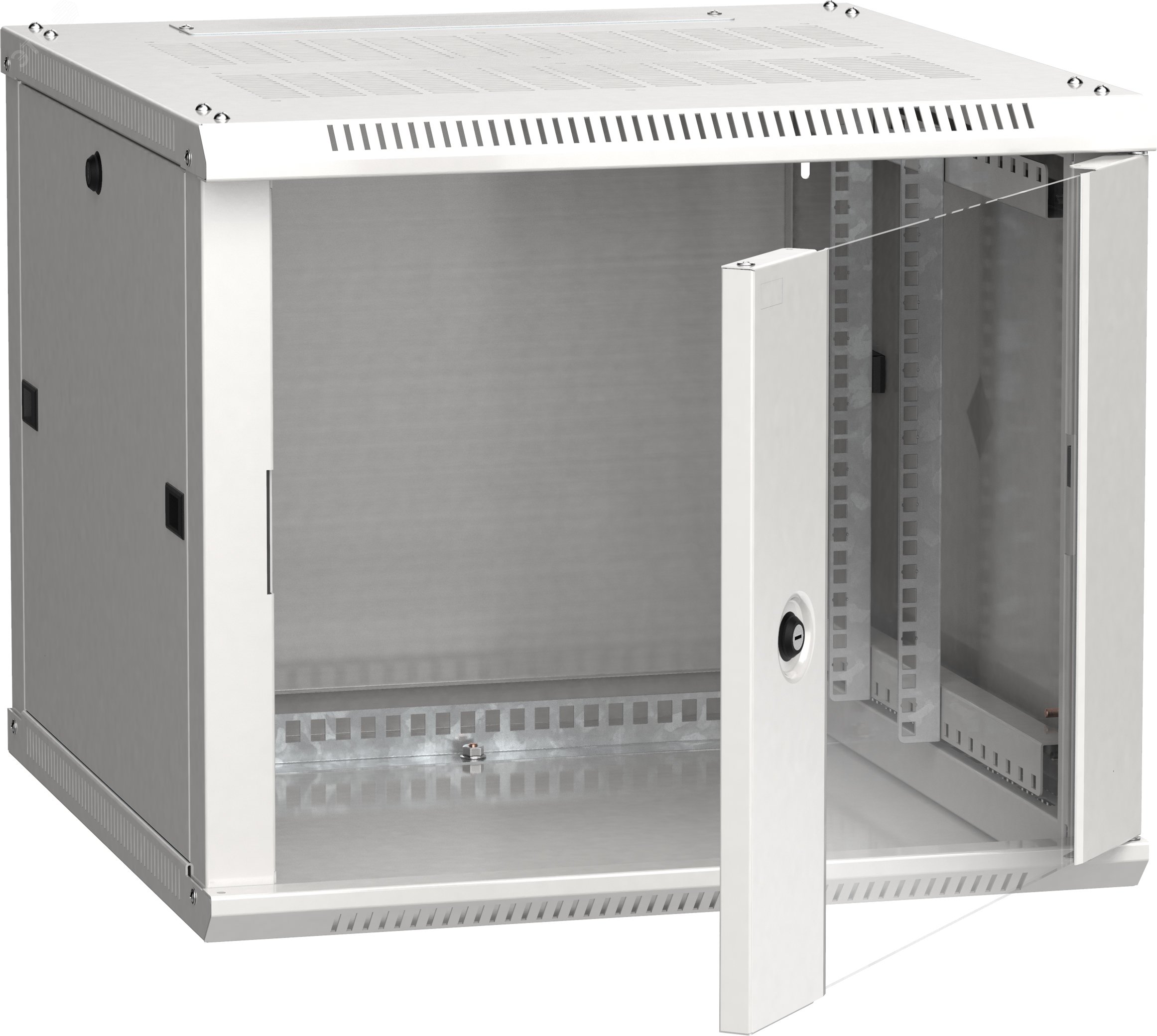 Шкаф настенный 19" LINEA W 9U 600x600мм стеклянная дверь RAL7035 LWR3-09U66-GF