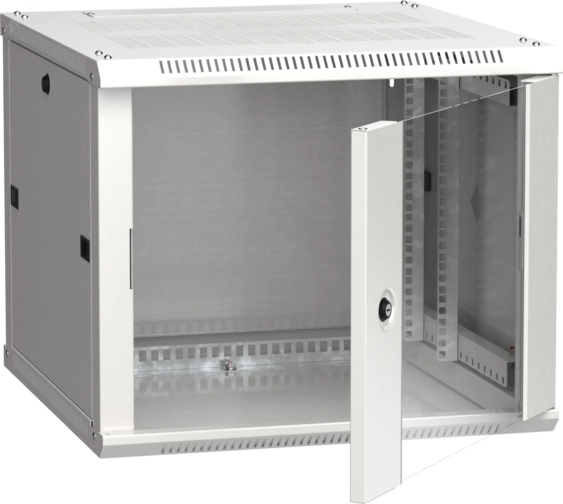 Шкаф настенный 19" LINEA W 9U 600x600мм стеклянная дверь RAL7035 LWR3-09U66-GF
