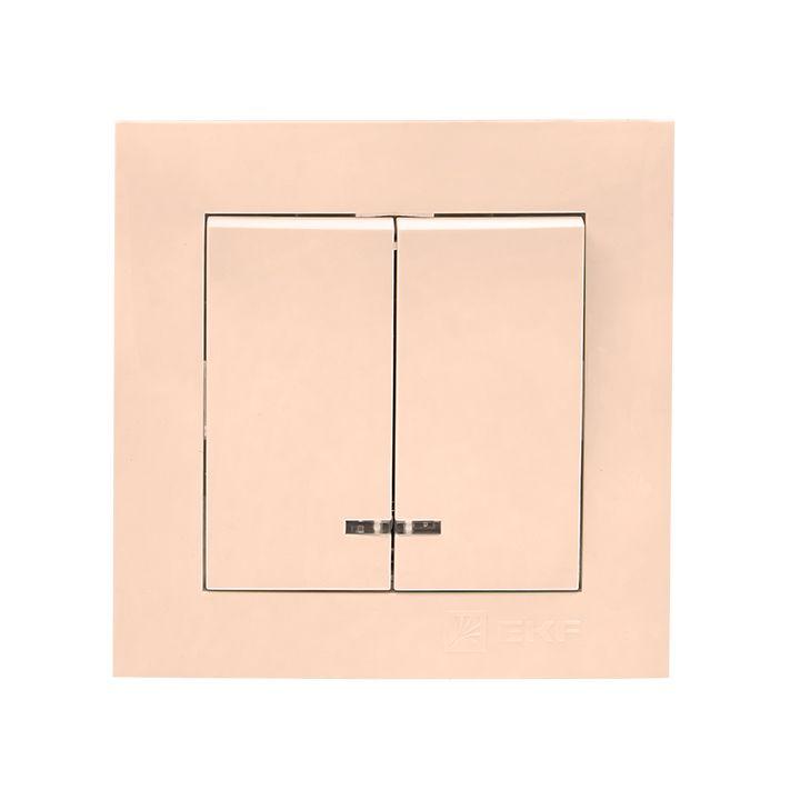 Валенсия выключатель 2-кл. 10А кремовый с индикатором PROxima EWV10-123-20