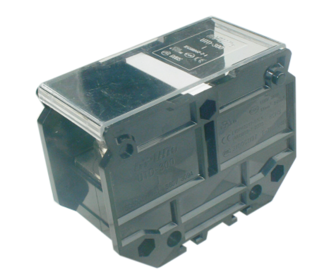 Барьерная клемма UTD-300I - Барьерная клемма, тип фиксации провода: винтовой, номинальное сечение: 150 мм кв., 309A, 660V, ширина: 45 мм, цвет: черный, тип монтажа: DIN 35