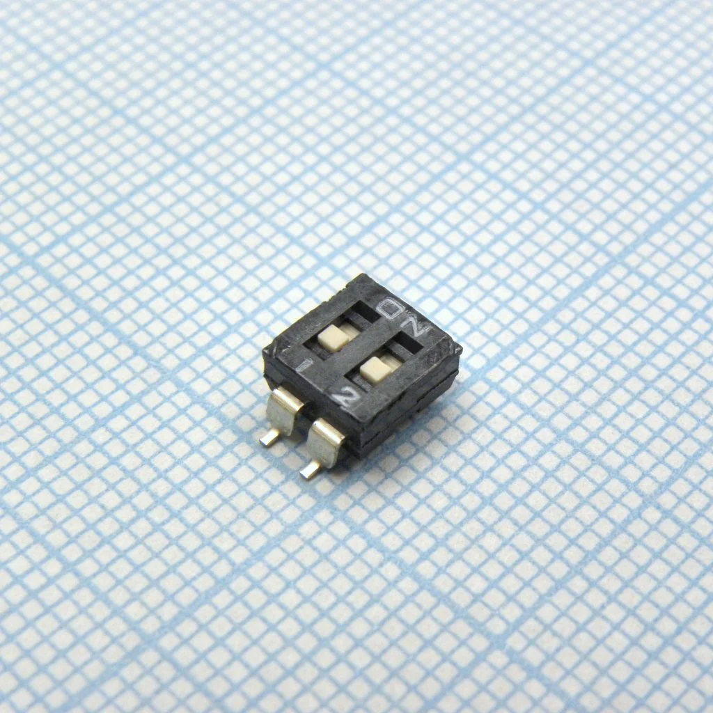 DMR-02-V - Движковый переключатель 2 группы SMD монтаж 2.54мм 25мА 24В