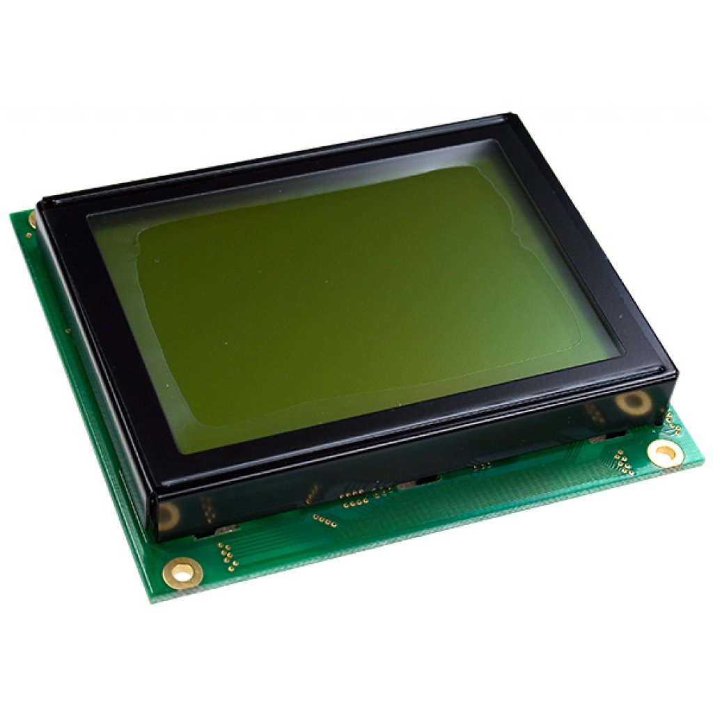 WG12864D-YYH-VZ# - ЖКИ графич, 128 x 64, STN желт-зелен Positive/Transfl, подсв. LED Ж-Зел, VDD = 5V, 6 o`cl, -20...+70C