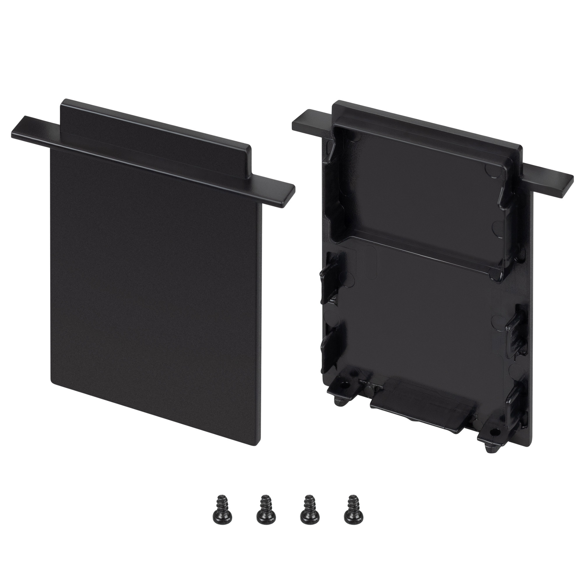 Заглушка SL-LINIA52-3L-F-HIGH BLACK глухая 044704 - Пара черных заглушек для профиля SL-LINIA52-3L-F-2000. В комплекте 2 глухие заглушки для выступающей установки экрана (положение high). Цена за 1 комплект.