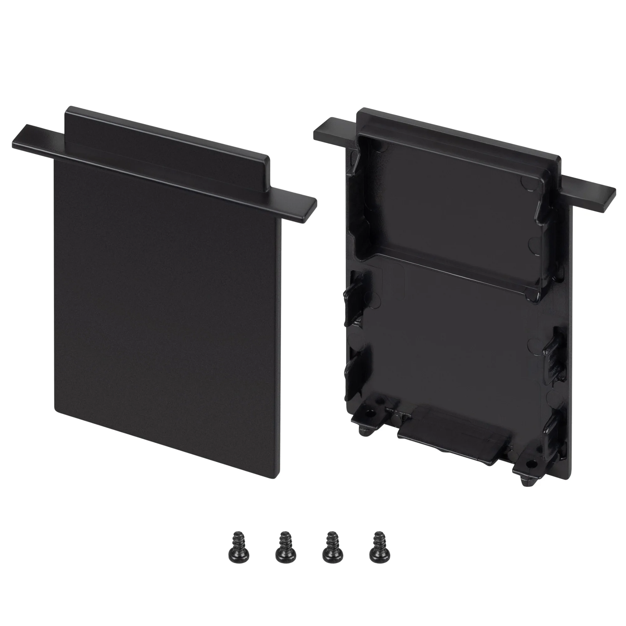 Заглушка SL-LINIA52-3L-F-HIGH BLACK глухая 044704 - Пара черных заглушек для профиля SL-LINIA52-3L-F-2000. В комплекте 2 глухие заглушки для выступающей установки экрана (положение high). Цена за 1 комплект.
