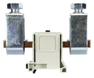 Клемма болтовая RFK 1/240 K S35 - Сильноточная болтовая клемма, тип фиксации провода: зажим-зажим, номинальное сечение: 240 мм кв., 415A, 1000V, ширина: 42 мм, цвет: серый, тип монтажа: DIN 35